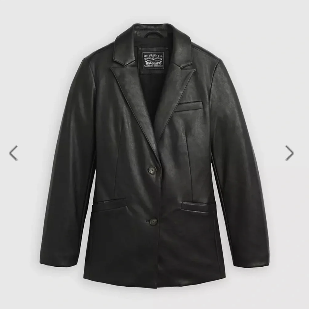 Levi’s Faux leather single breasted blazer with button closure and center Sz XXL - Picture 5 of 6